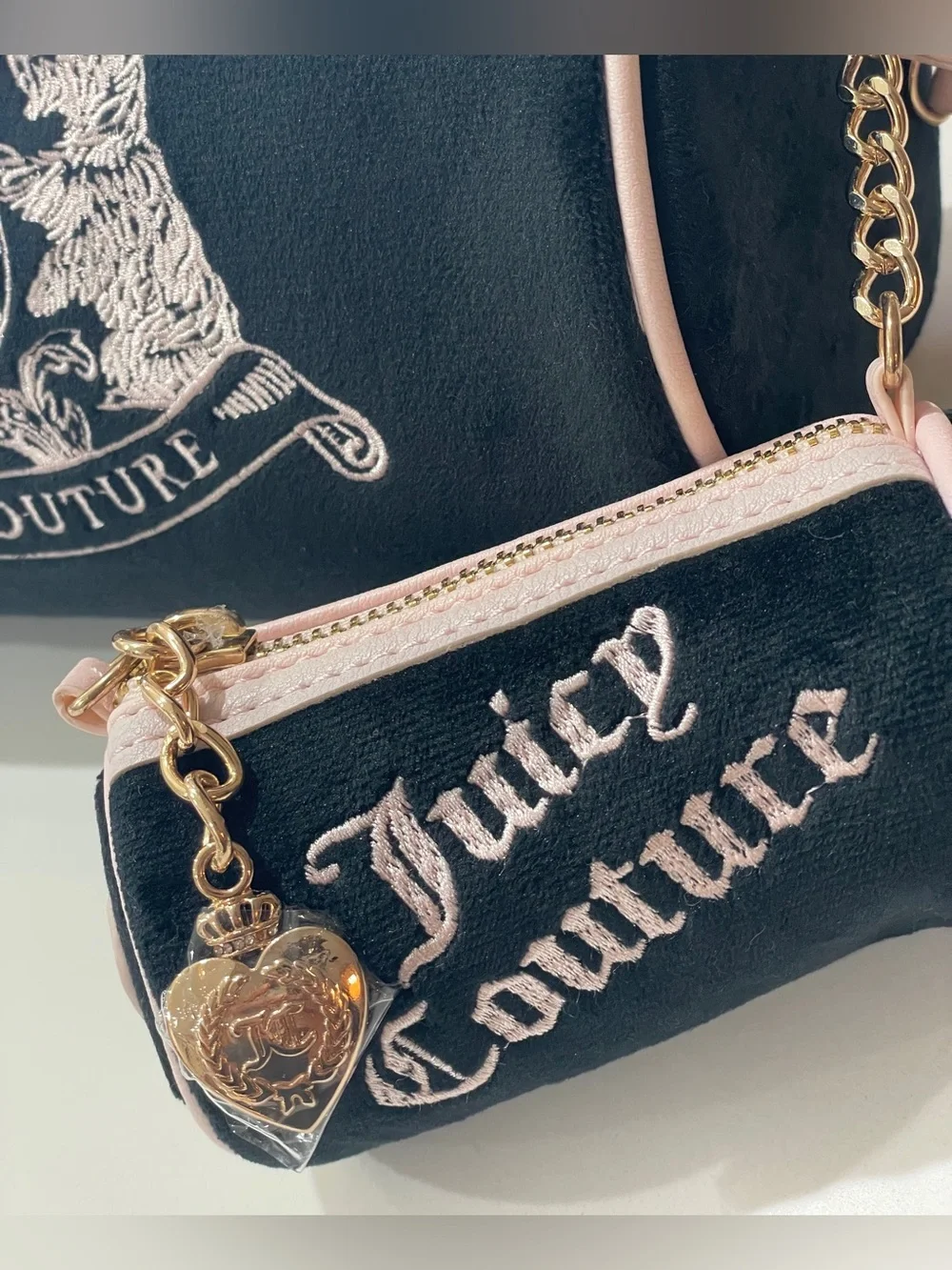Juicy Couture Choose Scottie Dogs Liquorice & Soft Pink Y2K NWT Barrel Satchel
